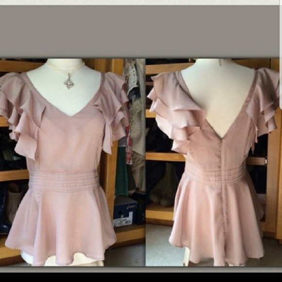 Double Zero Tops - Ruffle sleeve peplum top
